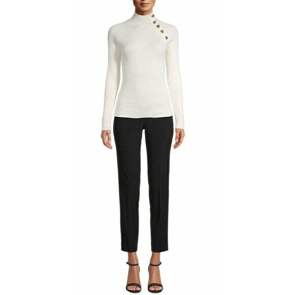 Anne Klein Sweater Top XS White Mock Buttons‎ - Picture 7 of 7